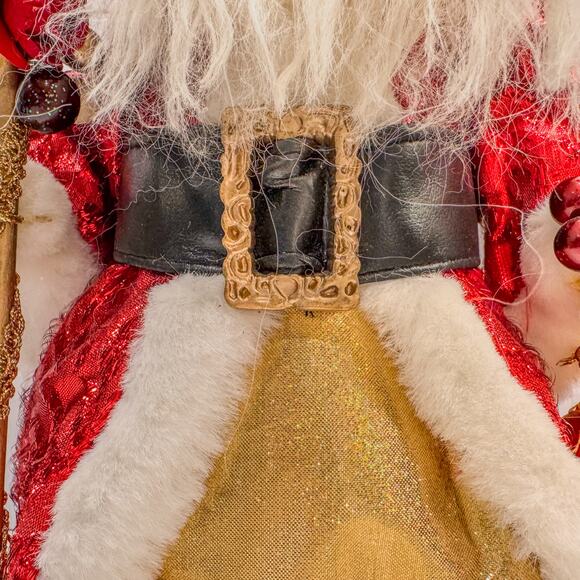 Traditional Red and Gold Santa Treetop/Tabletop Christmas Holiday Decor, 12”H - Picture 7 of 9